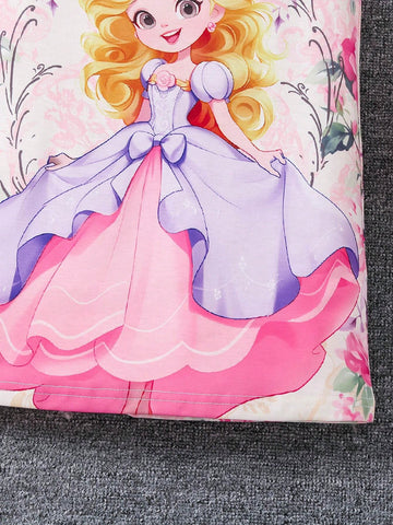 Young Girls' Cute Cartoon Printed Round Neck Summer Dress