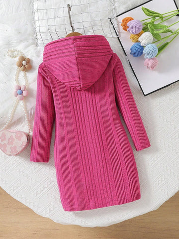 Young Girls Cute Colorful Floral Embroidered Fitted Elastic Waist Long Sleeve Dress