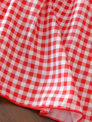 Young Girls Digital Print Red Patch Hem With Strawberry Embroidered Cap Sleeve A-Line Dress