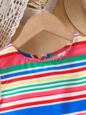 Young Girl's Dopamine Colorful Shirt For Vacation Party Or Playground Activities