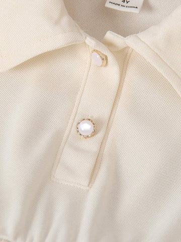 Young Girls' Dress With Floral Appliques And Patchwork Design