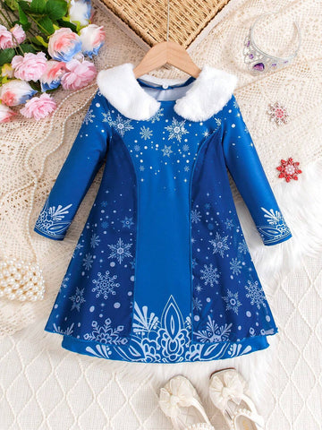 Young Girls Dress With Snowflake Pattern Design