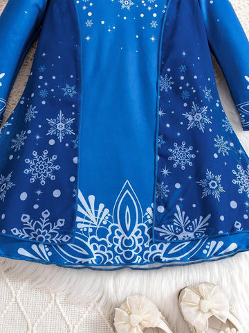 Young Girls Dress With Snowflake Pattern Design
