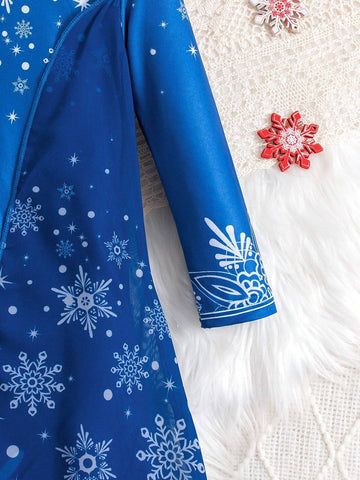 Young Girls Dress With Snowflake Pattern Design