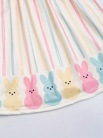 Young Girls' Easter Bunny Printed Dress