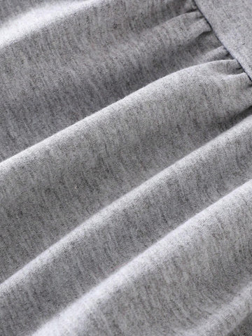 Young Girls Elegant Gray Minimalistic Style Dress