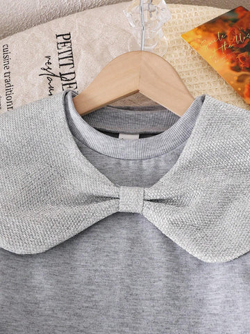 Young Girls Elegant Gray Minimalistic Style Dress