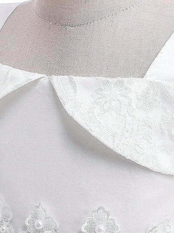 Young Girls' Elegant Lace & Tulle Spaghetti Strap Party Dress, Suitable For Performance, Flower Girl, Birthday