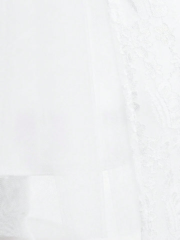 Young Girls' Elegant Lace & Tulle Spaghetti Strap Party Dress, Suitable For Performance, Flower Girl, Birthday