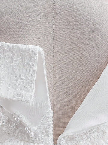 Young Girls' Elegant Lace & Tulle Spaghetti Strap Party Dress, Suitable For Performance, Flower Girl, Birthday