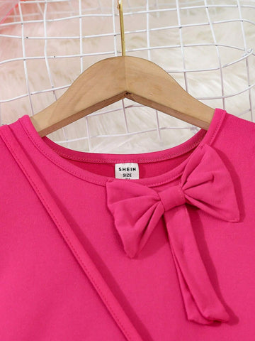 Young Girls Elegant Lady Long Sleeve Tulle Ruffle Hem Solid Color Dress