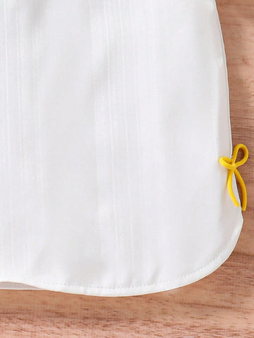 Young Girls' Elegant Puff Sleeve Ruffle Collar Palace Style Shirt Top, Summer