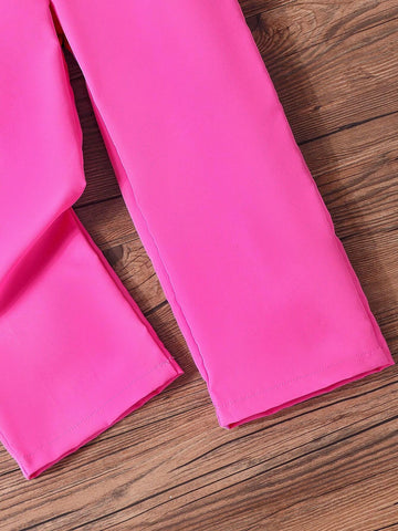 Young Girls Elegant V-Neck Buttoned Jumpsuit With Short Sleeve And Contrasting Patchwork, Summer Outfits