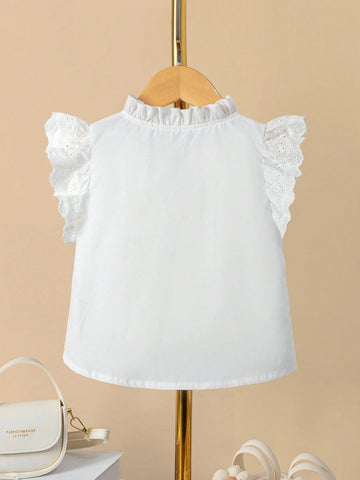 Young Girls' Elegant White Stand Collar Shirt