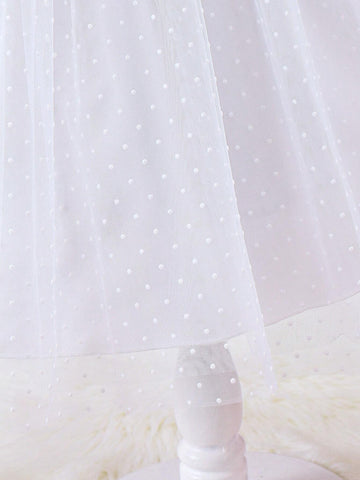Young Girls' Fancy & High-End Party Princess Dress With Tulle Overlay, Suitable For Wedding Banquets