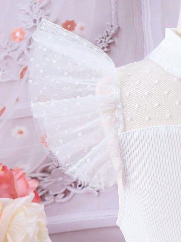 Young Girls' Fancy & High-End Party Princess Dress With Tulle Overlay, Suitable For Wedding Banquets