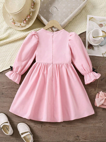 Young Girls' Fashion Basic Sweet Elegant Fitted Velvet Dress, Sparkling Gold Coated Fabric Suitable For Outing, Shopping, Holiday, Party, Daily Wear, Spring, Autumn, Winter, Sweet Cute Girl Fitted Long Sleeve Dress
