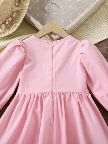Young Girls' Fashion Basic Sweet Elegant Fitted Velvet Dress, Sparkling Gold Coated Fabric Suitable For Outing, Shopping, Holiday, Party, Daily Wear, Spring, Autumn, Winter, Sweet Cute Girl Fitted Long Sleeve Dress