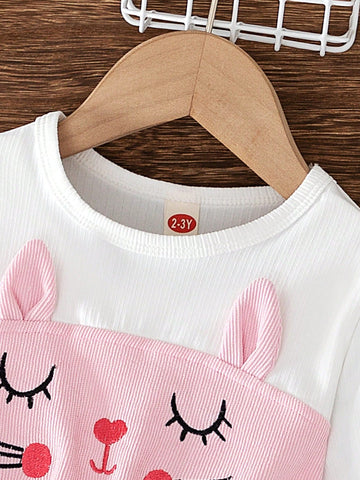Young Girls' Fashion Casual Cartoon Embroidery Long Sleeve Dress