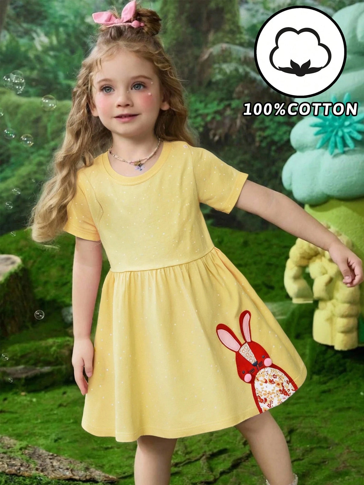 Young Girls' Fashion Short Sleeve Knitted Casual Dress