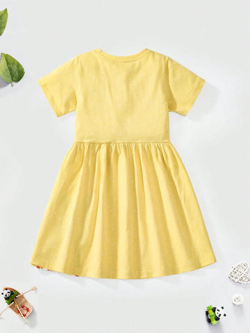 Young Girls' Fashion Short Sleeve Knitted Casual Dress