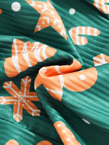 Young Girls Fashion Trendy Christmas Cartoon Print Strap Flare Jumpsuit