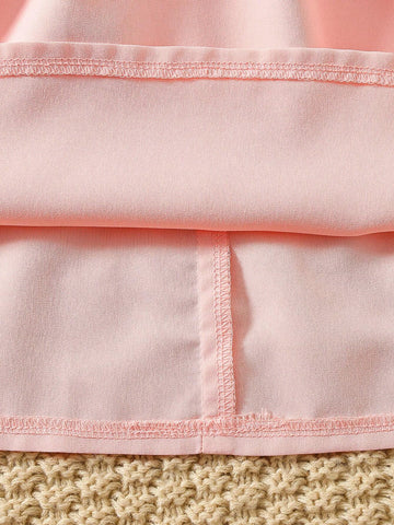 Young Girls' Fashionable Color Block Bubble Sleeve Dress With Cute Design