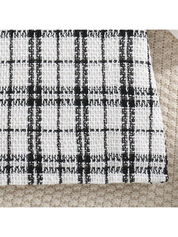 Young Girl's Fashionable, Mature And Elegant Patchwork Checked Dress For Spring