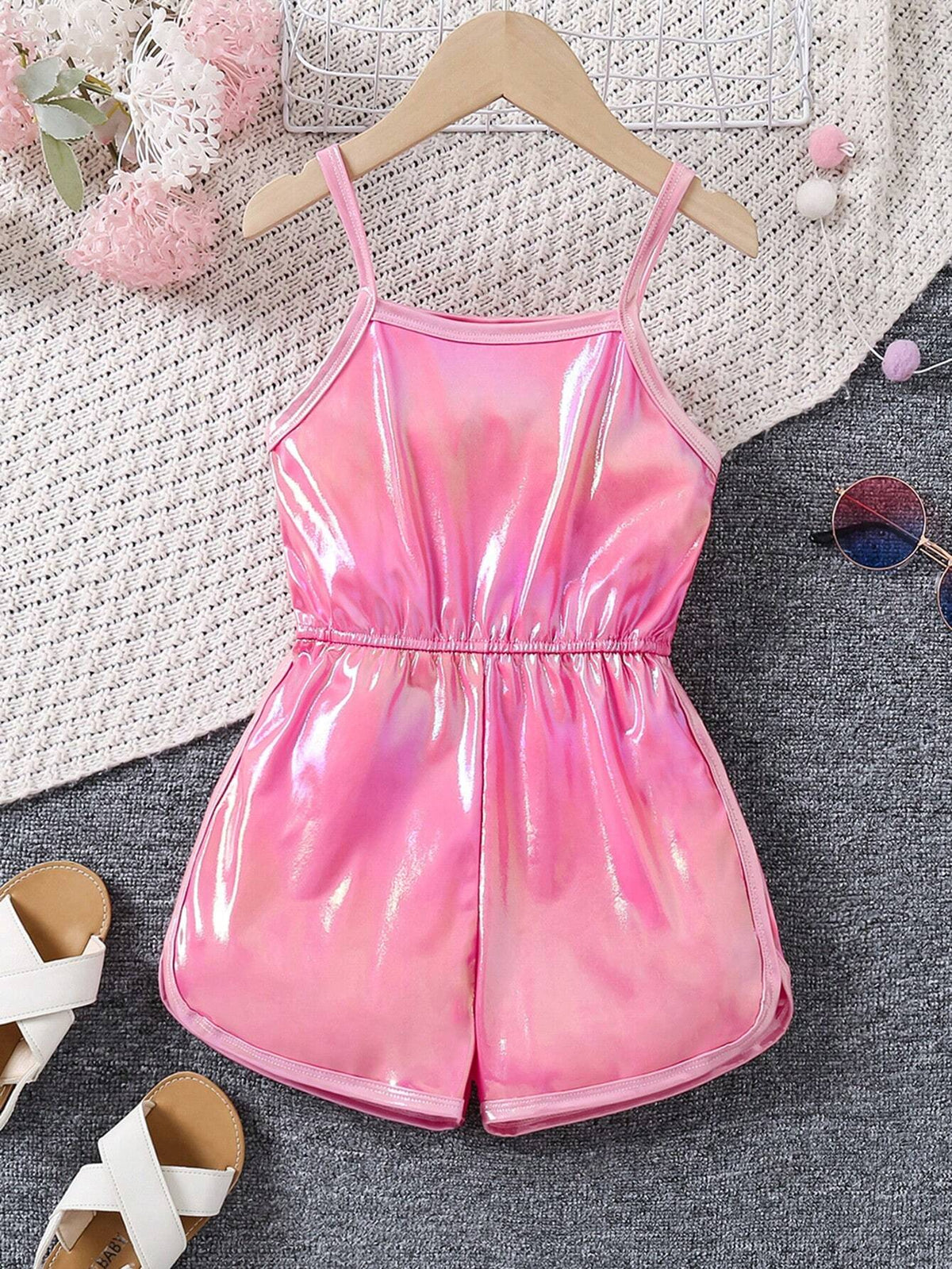 Young Girls Fashionable Sweetheart Neckline Jumpsuit With Cinched Waist