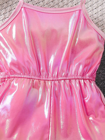 Young Girls Fashionable Sweetheart Neckline Jumpsuit With Cinched Waist