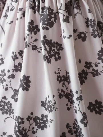 Young Girls Floral Print Ruffled Long Sleeve Dress With Bow Decor, Graceful School Style Outfit For Party, Birthday, Anniversary, Spring & Autumn