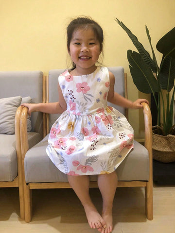 Young Girl's Floral Print Sleeveless Dress, Summer Casual Fashion