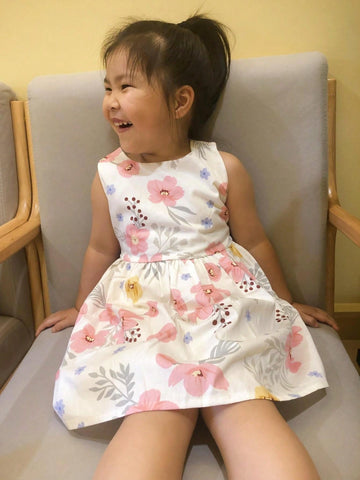 Young Girl's Floral Print Sleeveless Dress, Summer Casual Fashion