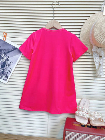 Young Girls' Floral Printed Dress, Cute And Suitable For Daily Wear, Leisure Or , Summer