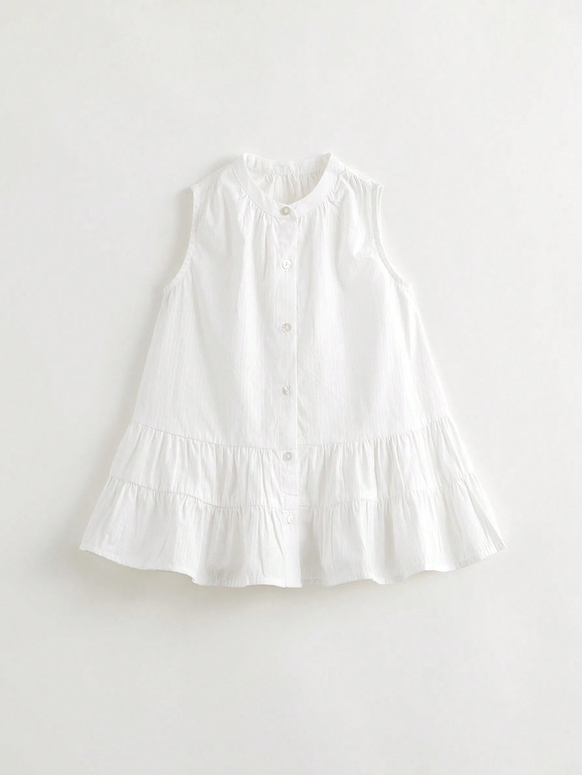 Young Girls' French Elegant Patchwork Ruffle Hem A-Line Sleeveless Dress With Round Neckline, Summer
