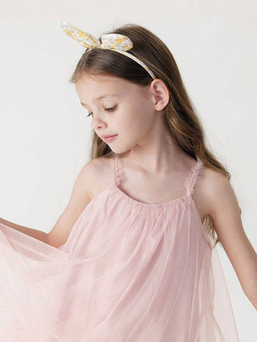 Young Girls' French Style Dreamy Lace Mesh Princess Dress, Summer