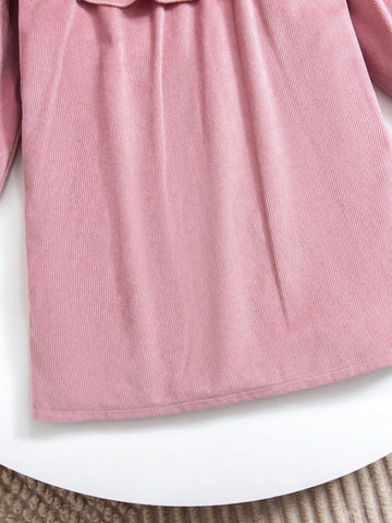 Young Girls Gentle Lady Style Velvet Long Sleeve Ruffle Hem Dress, Exquisite Embroidery And Romantic Ruffle Design, Comfortable And Fashionable