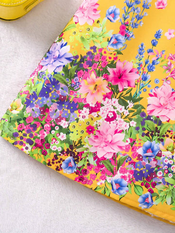 Young Girl's Gorgeous Romantic Flowers Print Princess Vacation Elegant Dress