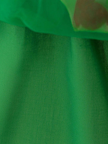 Young Girls Green Sequined Puff Sleeve Mesh Princess Party Dress, Suitable For Costume Play