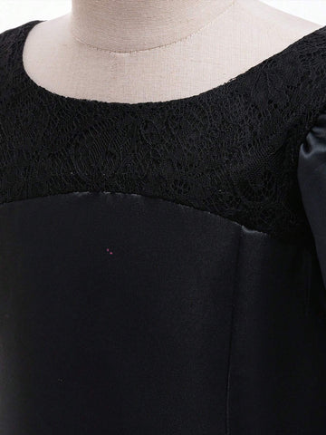 Young Girls Halloween Bat Ghost Haunted House Pumpkin Printed Satin Costume Party Princess Dress