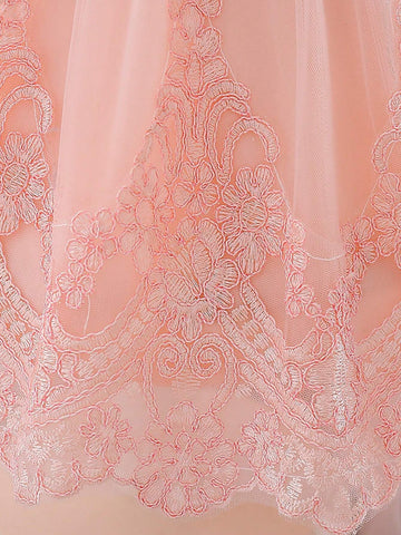 Young Girls Hooded, Faux Pearl Embroidered, Mesh Piano Recital Dress, Suitable For Birthday, Flower Girl, Evening Party