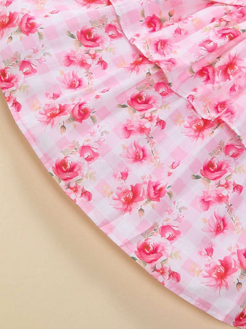 Young Girl's Irregular Shoulder Floral Print Maxi Dress, Fashionable, Elegant, Romantic, For Vacation In Spring/Summer