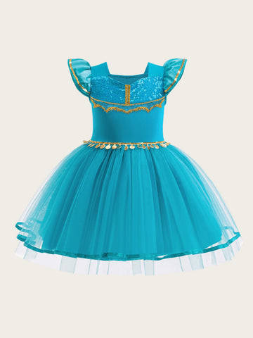 Young Girls Jasmine Costume Dress Princess Cosplay Costume Young Girl Party Gown Birthday Dress
