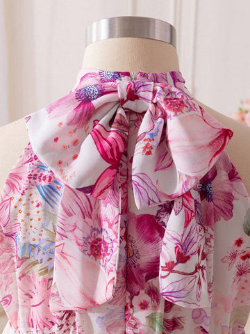 Young Girl's Knitted Ditsy Floral Sleeveless Sweater Dress