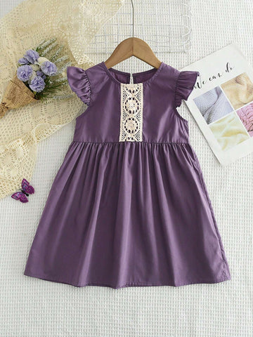 Young Girls' Lace Trim Princess Dress, Summer