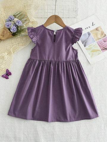 Young Girls' Lace Trim Princess Dress, Summer