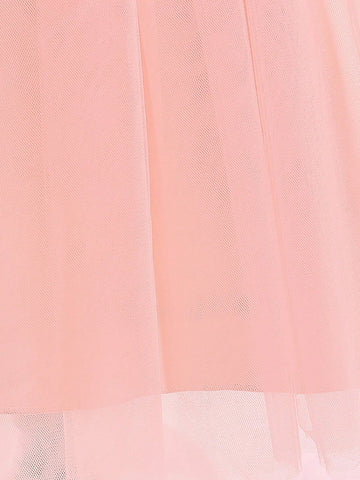 Young Girls Lace & Mesh Elegant Princess Dress With Coat, Suitable For Flower Girl, Wedding, Party