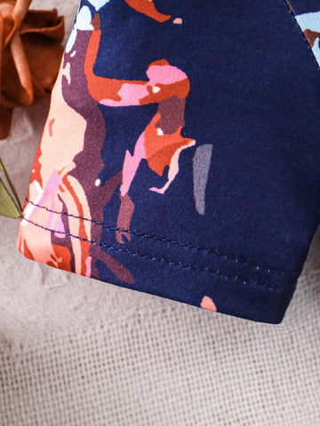 Young Girls' Ladylike Fashionable Floral Printed Dress For Summer