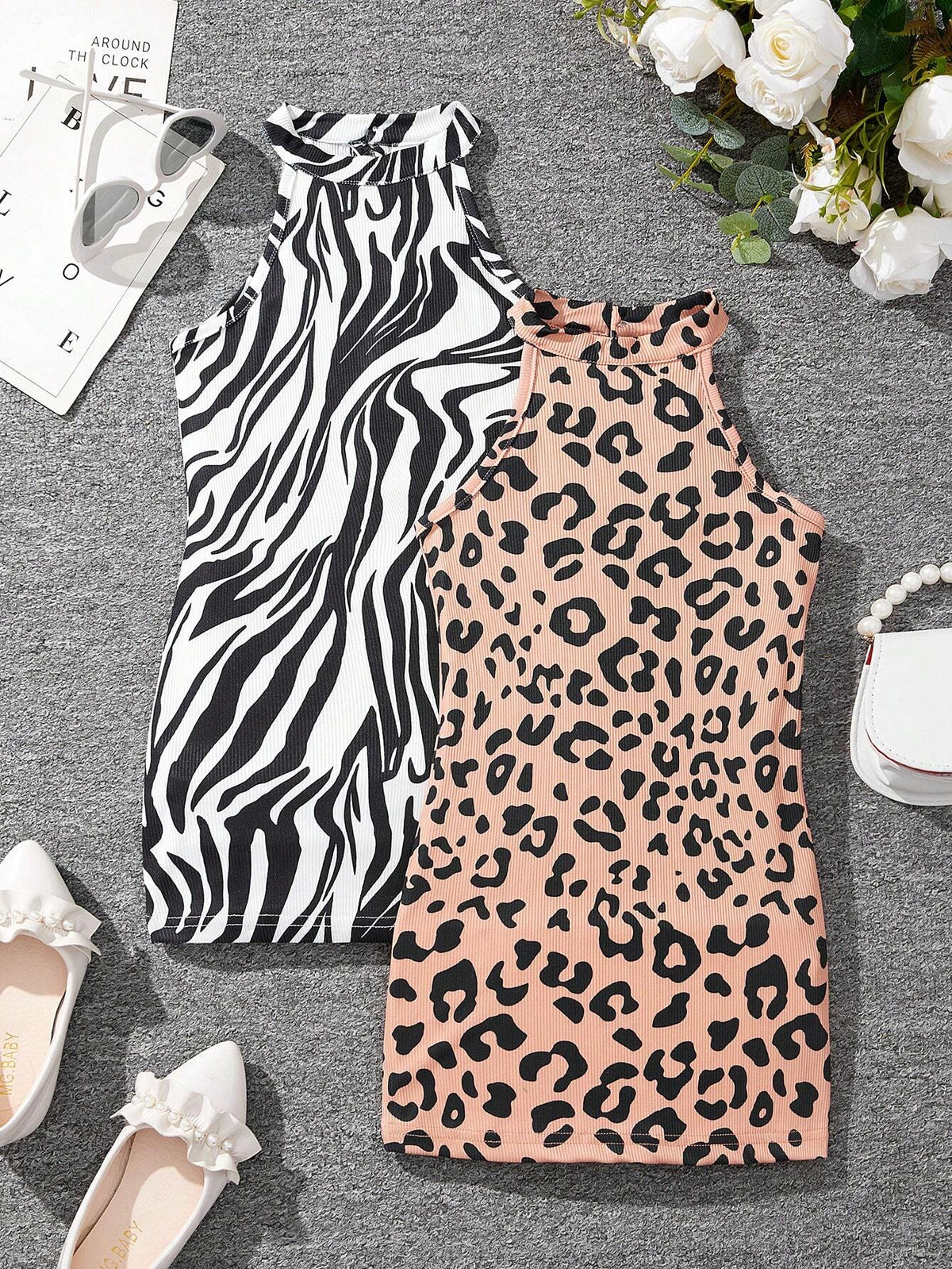 Young Girls' Leopard Print Halter Summer Dress