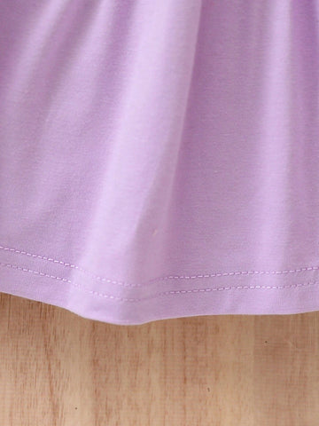 Young Girl's Lovely Butterfly Printed Color Block Countryside Holiday Casual Dress For Travel And Leisure